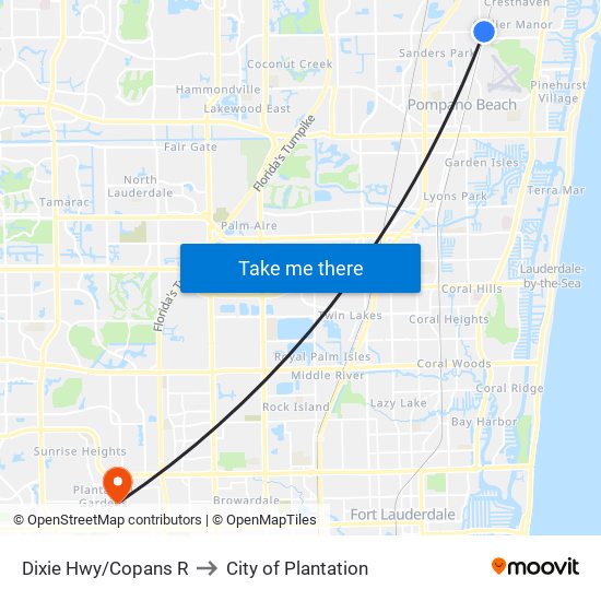 DIXIE HWY/COPANS R to City of Plantation map