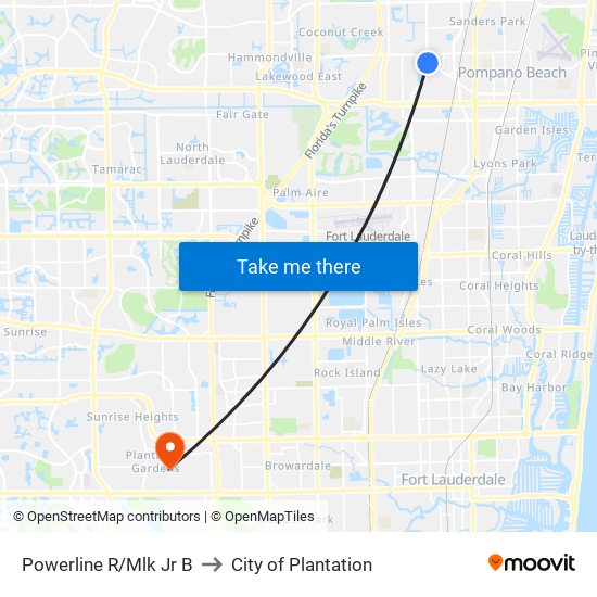 Powerline R/Mlk Jr B to City of Plantation map