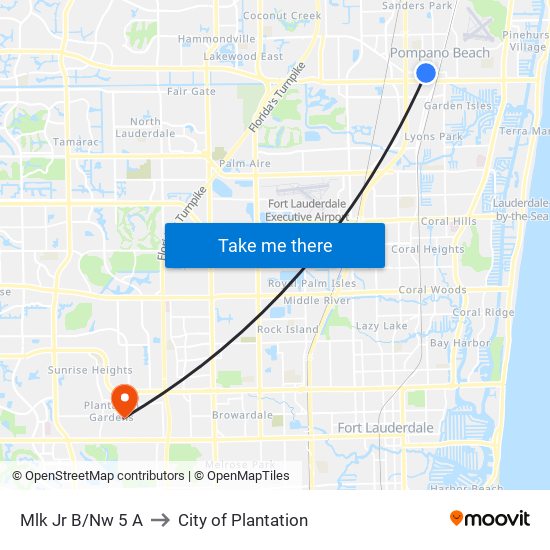 Mlk Jr B/Nw 5 A to City of Plantation map