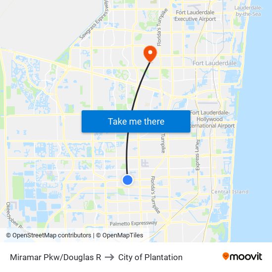 MIRAMAR PKW/DOUGLAS R to City of Plantation map