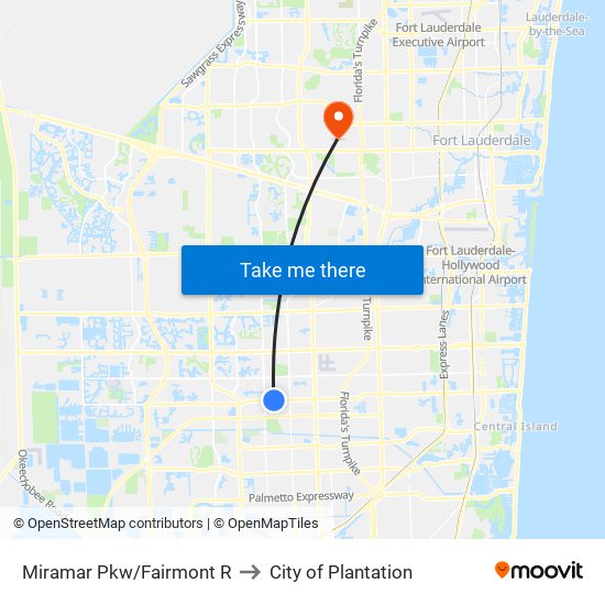 Miramar Pkw/Fairmont R to City of Plantation map