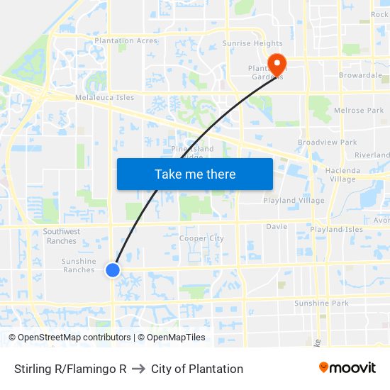 Stirling R/Flamingo R to City of Plantation map