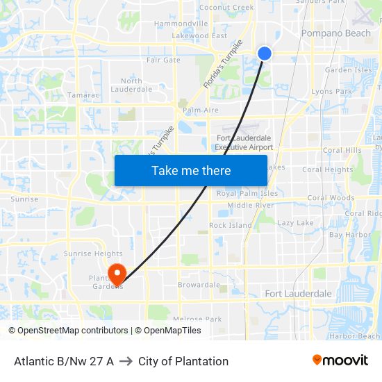 Atlantic B/Nw 27 A to City of Plantation map