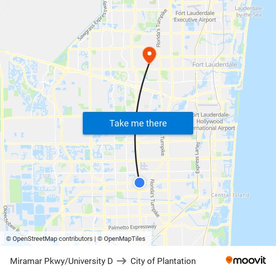 Miramar Pkwy/University D to City of Plantation map