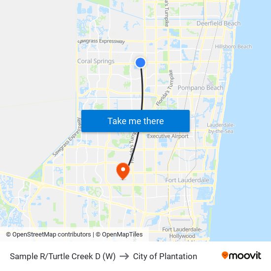 Sample R/Turtle Creek D (W) to City of Plantation map