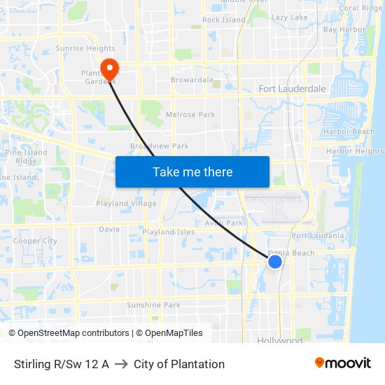 Stirling R/Sw 12 A to City of Plantation map