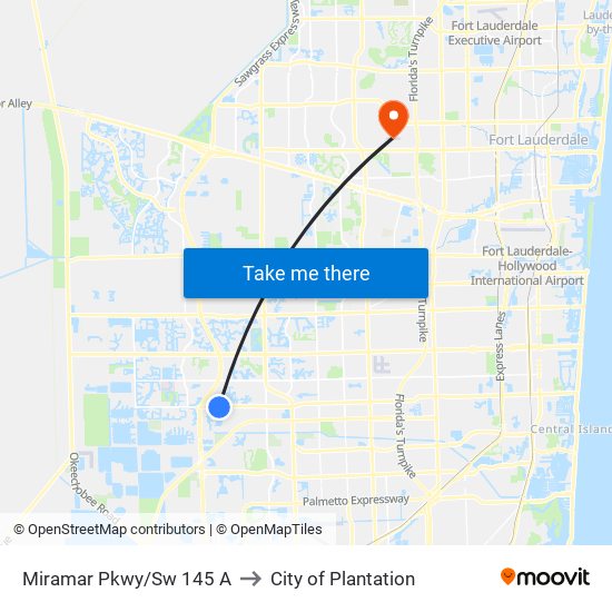 Miramar Pkwy/Sw 145 A to City of Plantation map