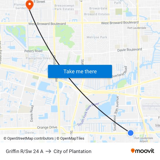 Griffin R/Sw 24 A to City of Plantation map