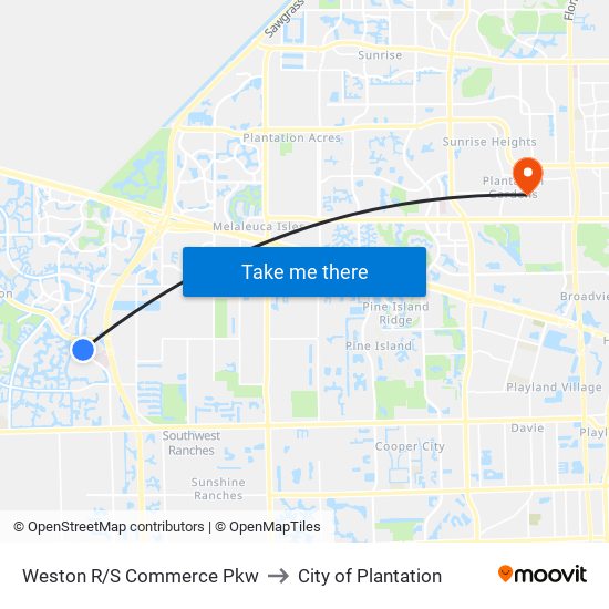 Weston R/S Commerce Pkw to City of Plantation map