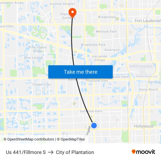 Us 441/Fillmore S to City of Plantation map