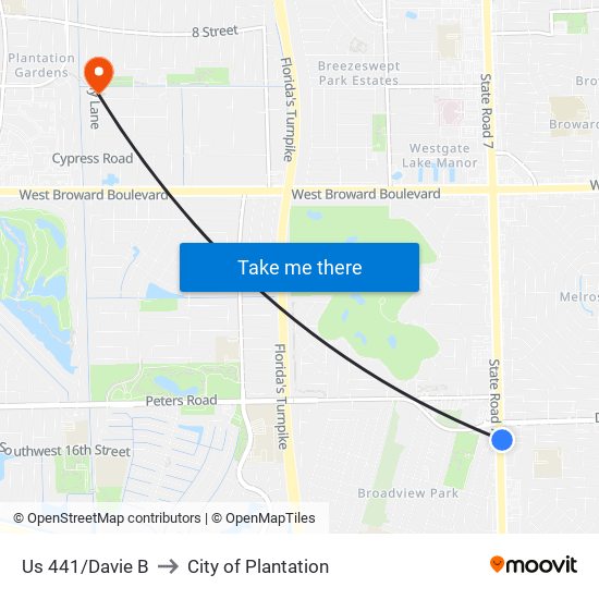 Us 441/Davie B to City of Plantation map