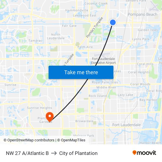 NW 27 A/Atlantic B to City of Plantation map