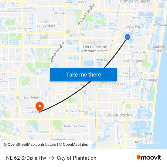 NE 62 S/DIXIE HW to City of Plantation map