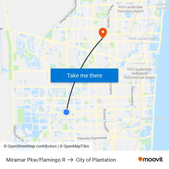 Miramar Pkw/Flamingo R to City of Plantation map
