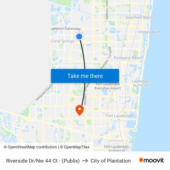 Riverside Dr/Nw 44 Ct - (Publix) to City of Plantation map