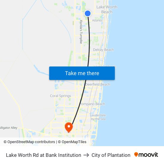 Lake Worth Rd at Bank Institution to City of Plantation map