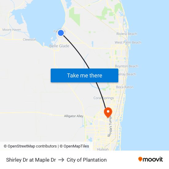 Shirley Dr at  Maple Dr to City of Plantation map