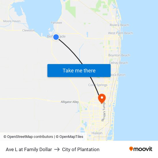 Ave L at Family Dollar to City of Plantation map