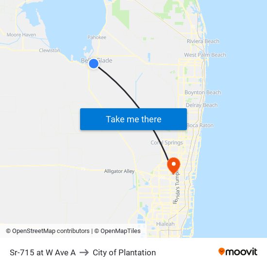 SR-715 at W AVE A to City of Plantation map