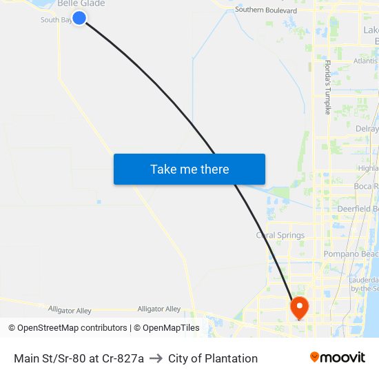 Main St/Sr-80 at Cr-827a to City of Plantation map