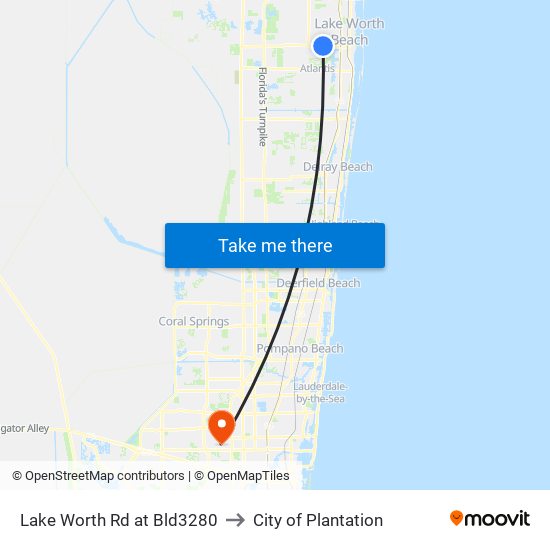 Lake Worth Rd at Bld3280 to City of Plantation map