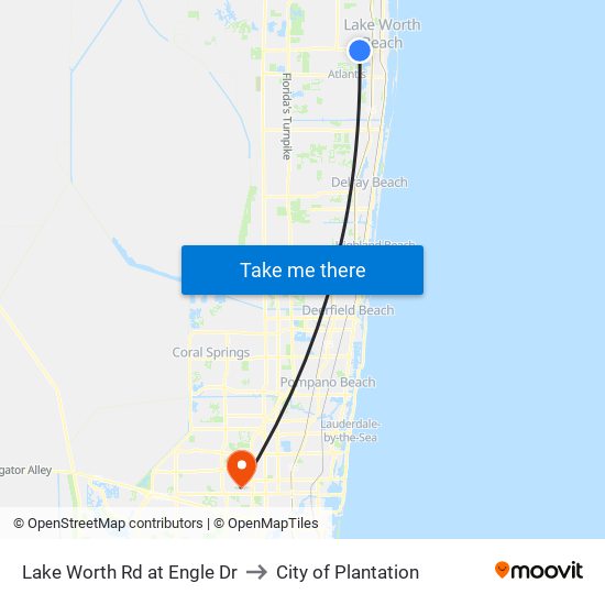 Lake Worth Rd at Engle Dr to City of Plantation map