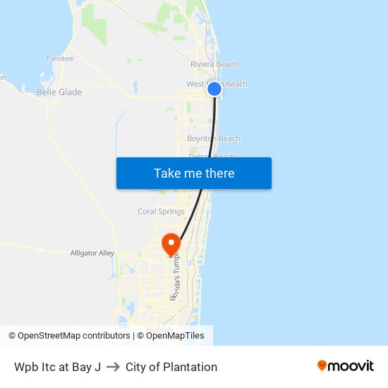 Wpb Itc at Bay J to City of Plantation map