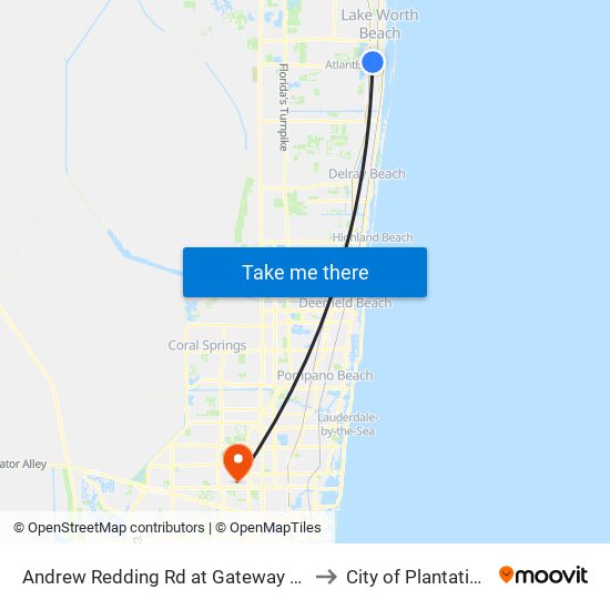 ANDREW REDDING RD at GATEWAY DR to City of Plantation map