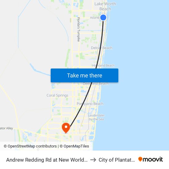 ANDREW REDDING RD at NEW WORLD AVE to City of Plantation map