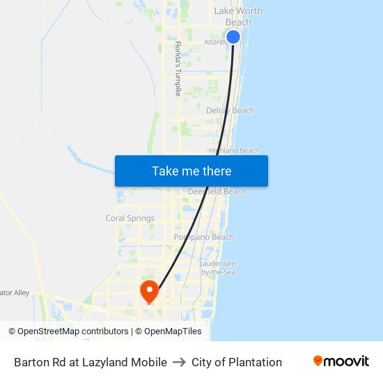 Barton Rd at Lazyland Mobile to City of Plantation map