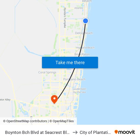 BOYNTON BCH BLVD at SEACREST BLVD to City of Plantation map