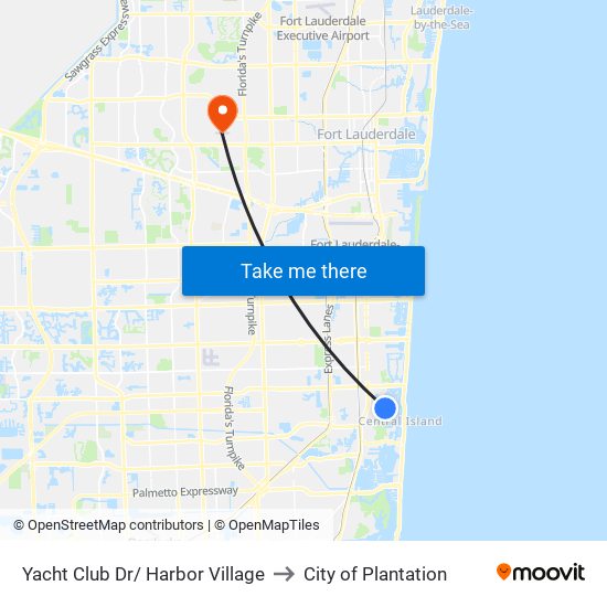 Yacht Club Dr/ Harbor Village to City of Plantation map