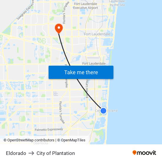 Eldorado to City of Plantation map