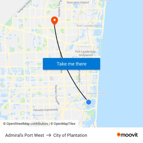 Admiral's Port West to City of Plantation map