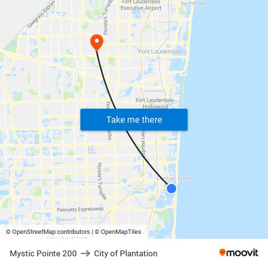 Mystic Pointe 200 to City of Plantation map