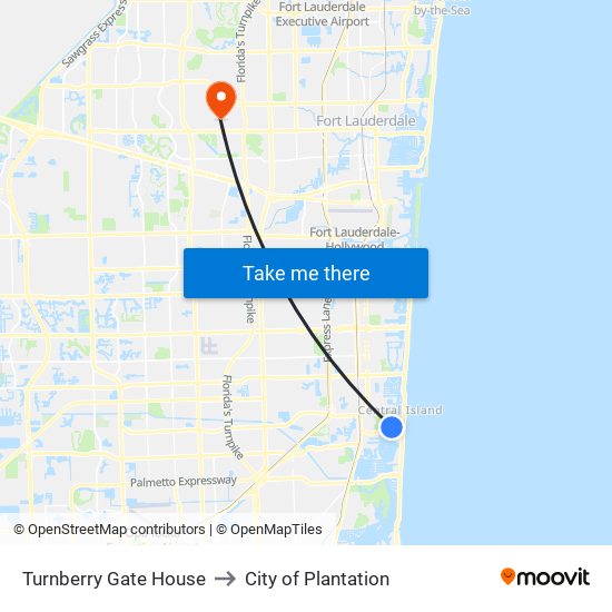 Turnberry Gate House to City of Plantation map