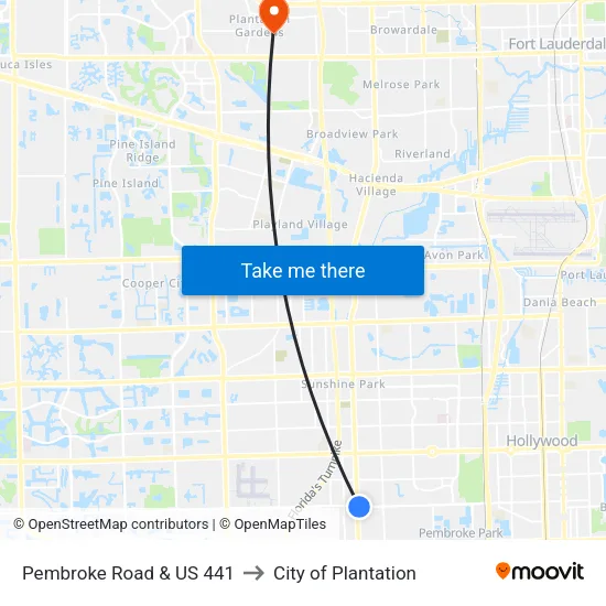 Pembroke Road & US 441 to City of Plantation map