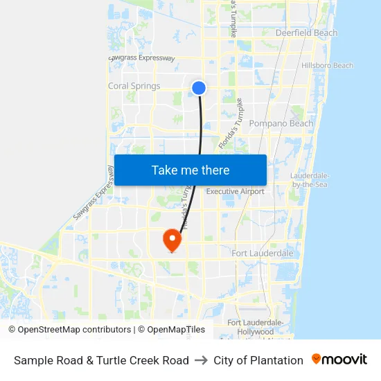 Sample Road & Turtle Creek Road to City of Plantation map
