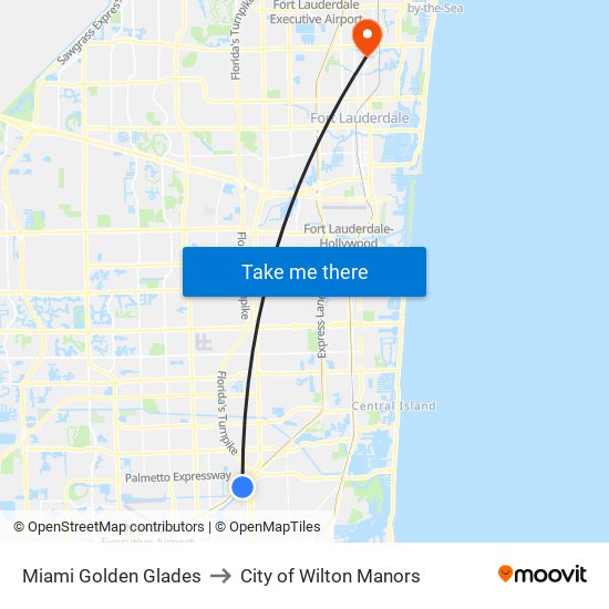 Miami Golden Glades to City of Wilton Manors map