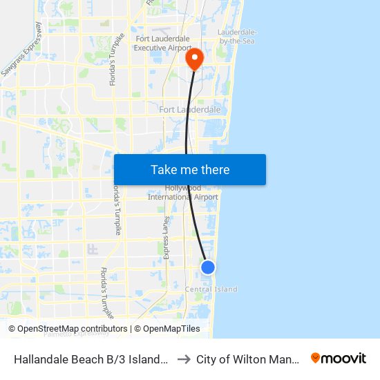 Hallandale Beach B/3 Islands B to City of Wilton Manors map