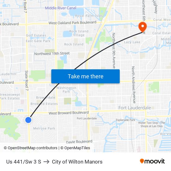 Us 441/Sw 3 S to City of Wilton Manors map