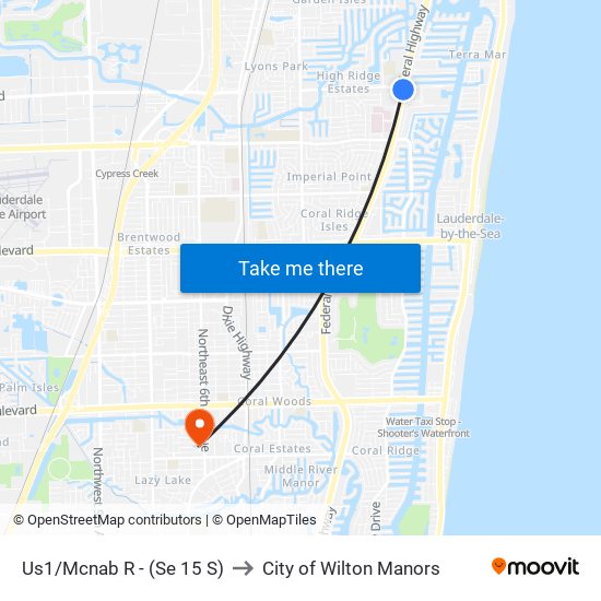 US1/MCNAB R - (SE 15 S) to City of Wilton Manors map