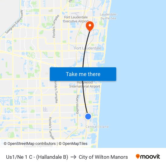 Us1/Ne 1 C - (Hallandale B) to City of Wilton Manors map