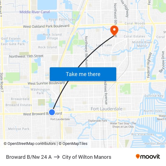 Broward B/Nw 24 A to City of Wilton Manors map