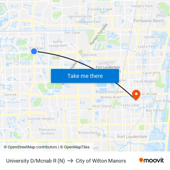 UNIVERSITY D/MCNAB R (N) to City of Wilton Manors map