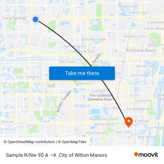 Sample R/Nw 90 A to City of Wilton Manors map