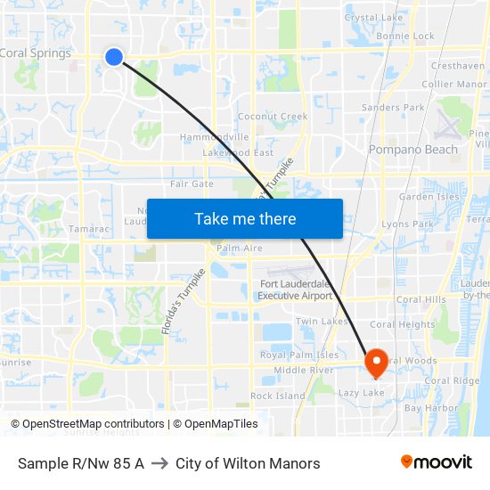 Sample R/Nw 85 A to City of Wilton Manors map