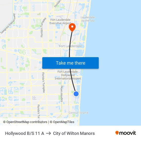 Hollywood B/S 11 A to City of Wilton Manors map