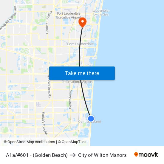 A1a/#601 - (Golden Beach) to City of Wilton Manors map