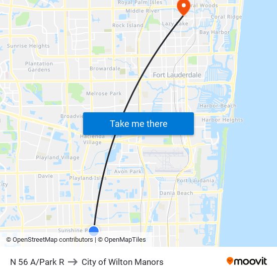 N 56 A/Park R to City of Wilton Manors map